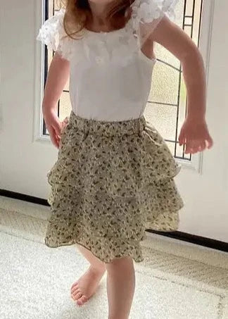Celeste Tiered Skirt- Sage Floral
