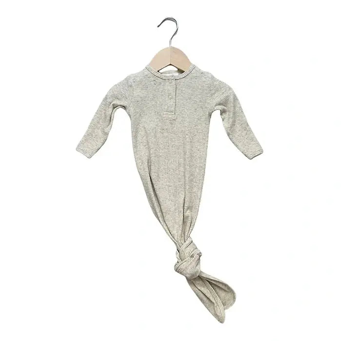 Organic Cotton Knotted Gown, Oatmeal