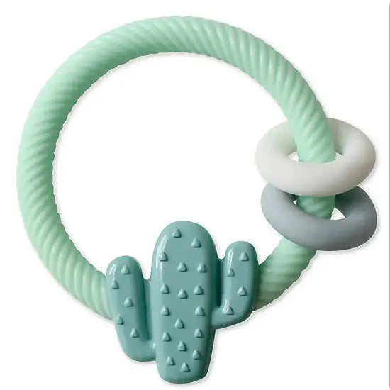 Ritzy Rattle Silicone Teether Rattle, Cactus