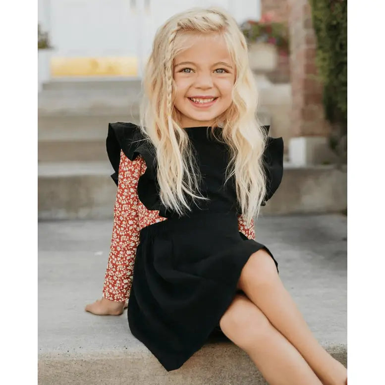 Ruffle Back Suspender Dress, Obsidian