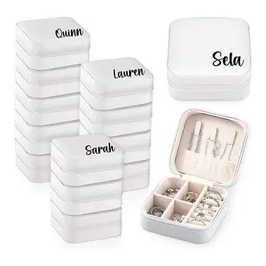 Personalized Travel Jewelry Box- White with Black Lettering