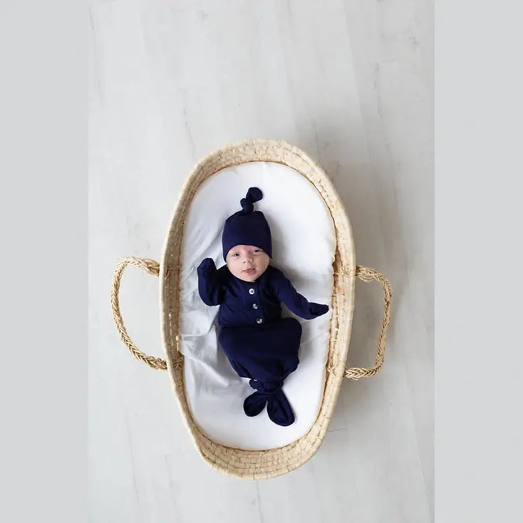 Navy Knotted Gown & Matching Hat