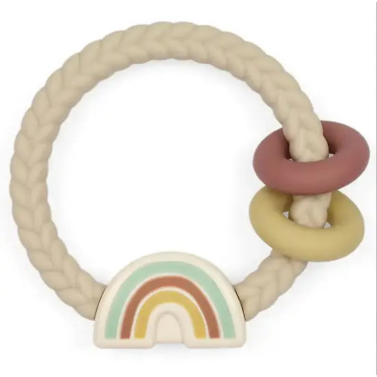 Ritzy Rattle Silicone Teether Rattle, Neutral Rainbow