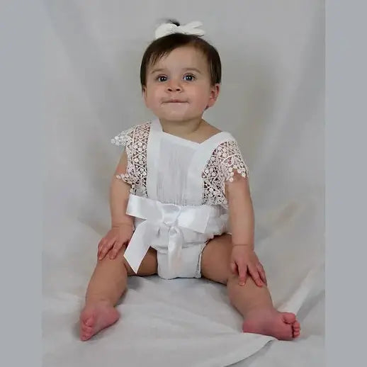 Eloise Lace Romper, White
