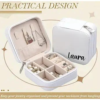 Personalized Travel Jewelry Box- Pink with White Lettering