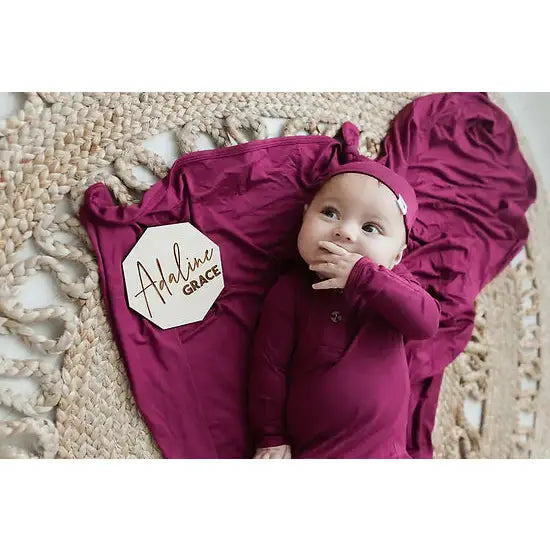 Cranberry Bamboo Knotted Gown & Matching Hat