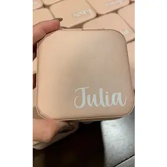 Personalized Travel Jewelry Box- Pink with White Lettering