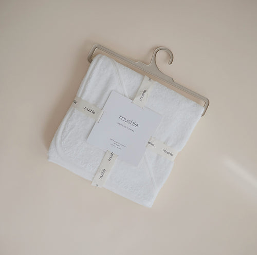 Organic Cotton Baby Hooded Towel- Pearl