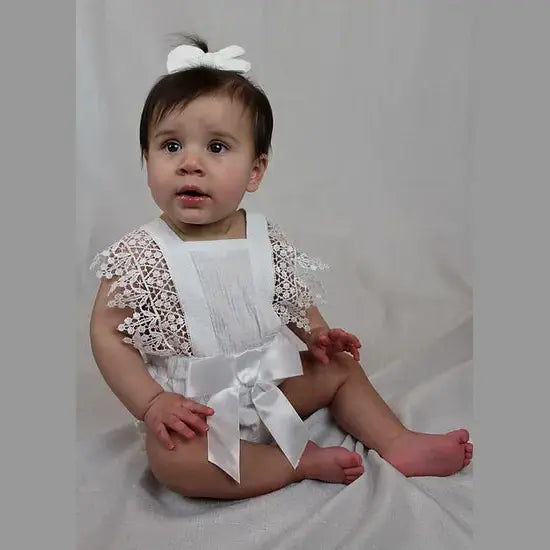 Eloise Lace Romper, White