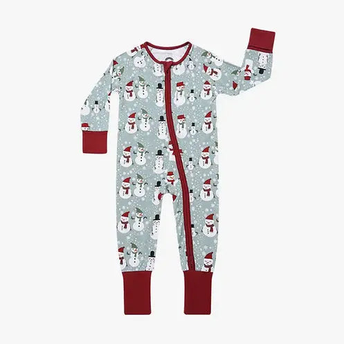 Snowman Bamboo Pajamas, Footed Option