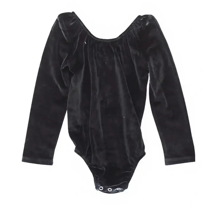 Black Long Sleeve Velour Leotard