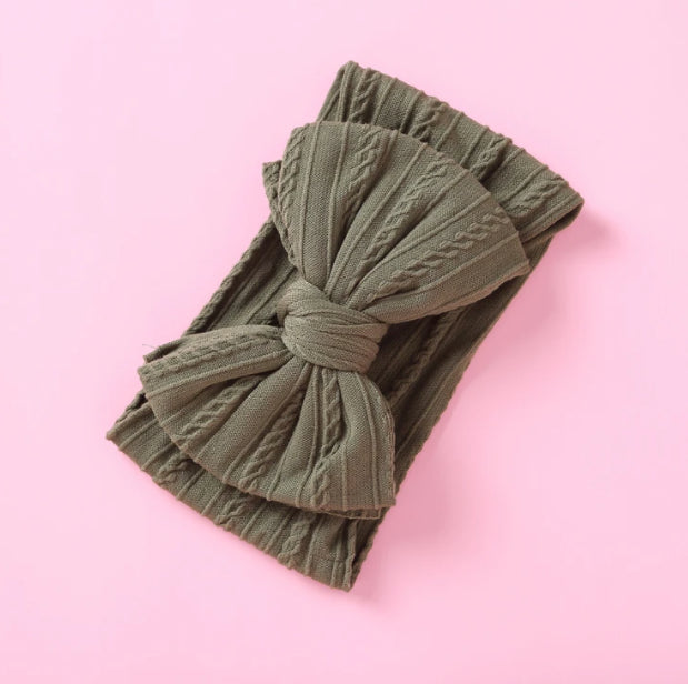 Army Green Textured Bow Headband
