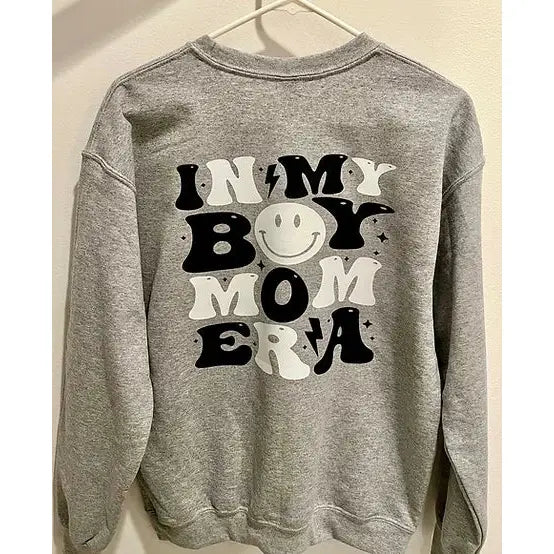 White & Black BOY MOM / GIRL MOM Era Sweatshirt, Ash Grey Sweatshirt