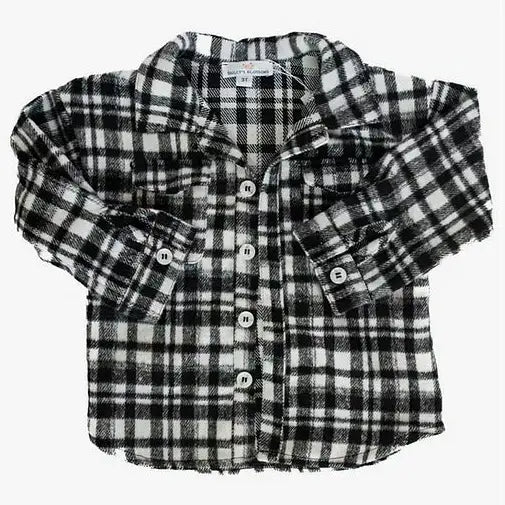 Kinsley Shacket - Black & White Plaid Twill