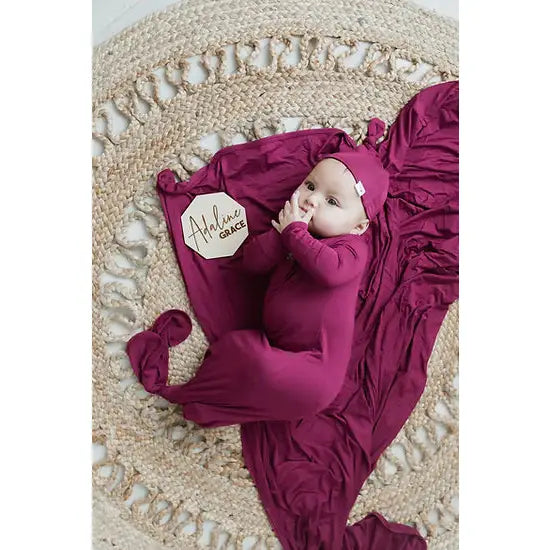 Cranberry Bamboo Knotted Gown & Matching Hat