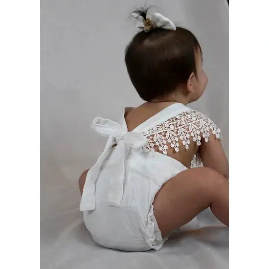 Eloise Lace Romper, White