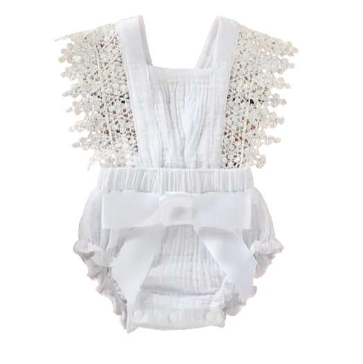 Eloise Lace Romper, White