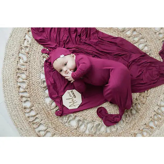 Cranberry Bamboo Knotted Gown & Matching Hat