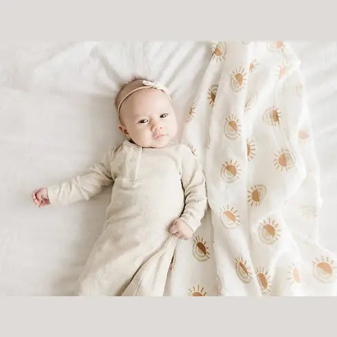 Organic Cotton Knotted Gown, Oatmeal