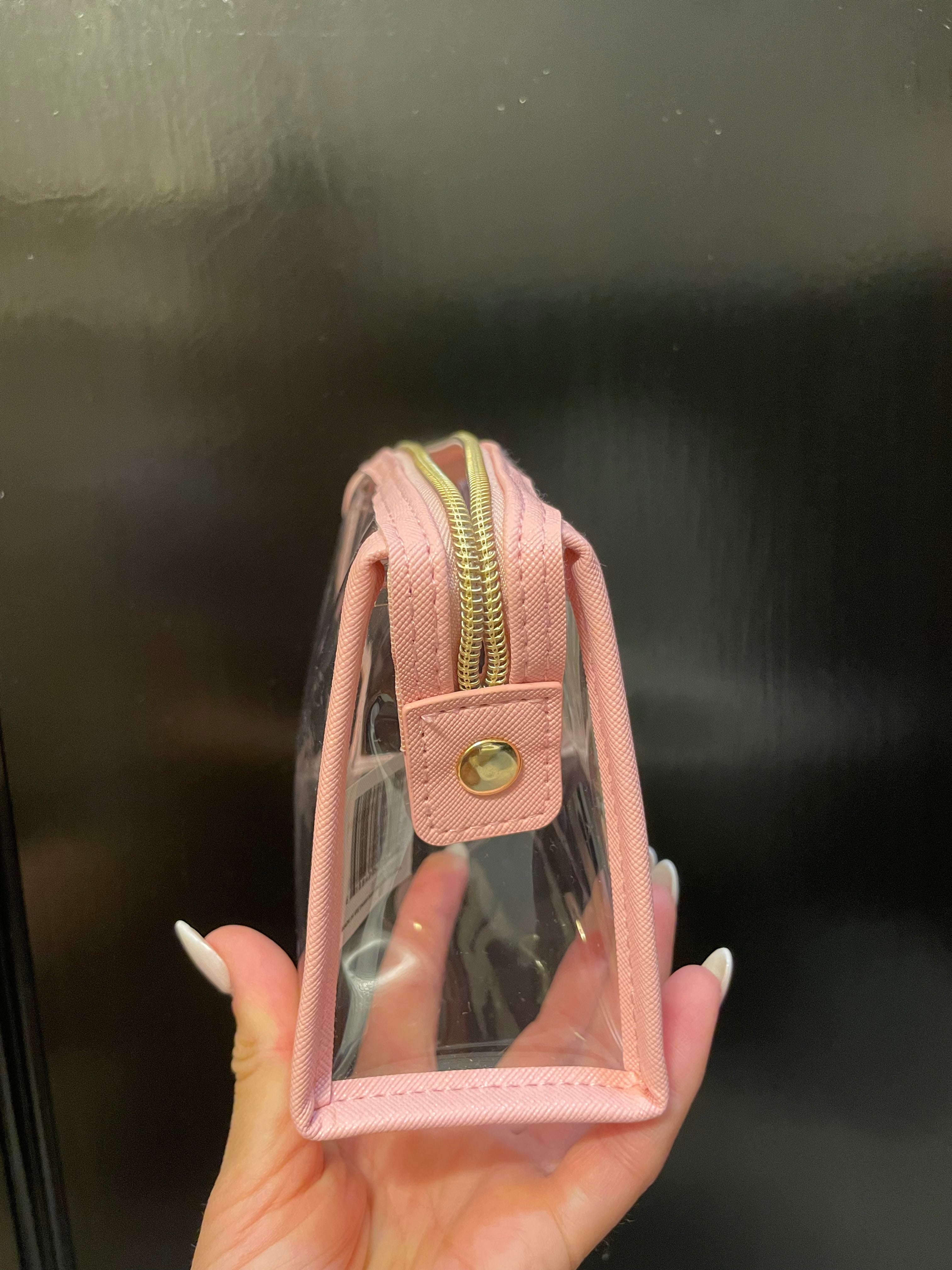 Pink Trim Clear Custom Name Pouch