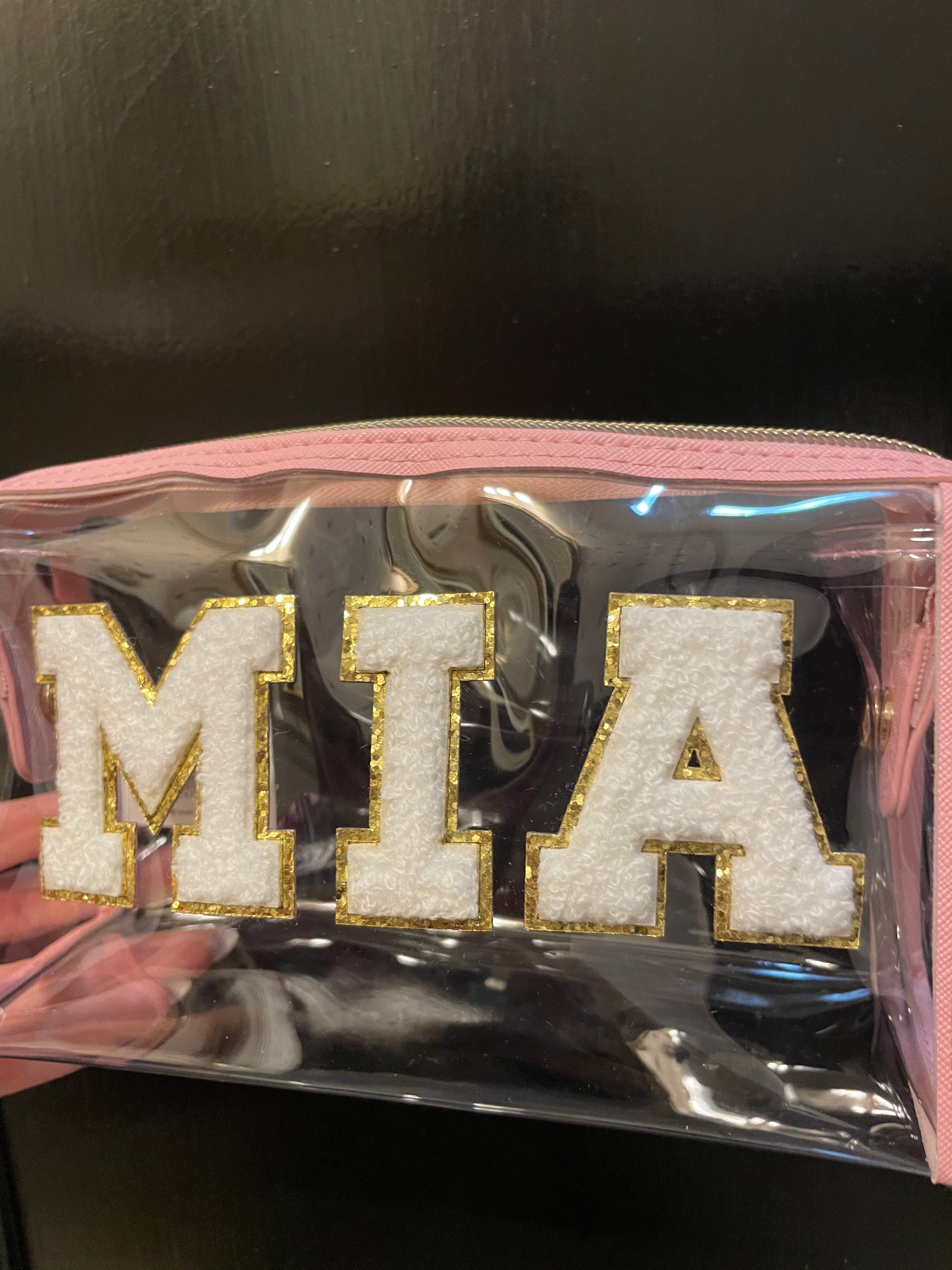 Pink Trim Clear Custom Name Pouch