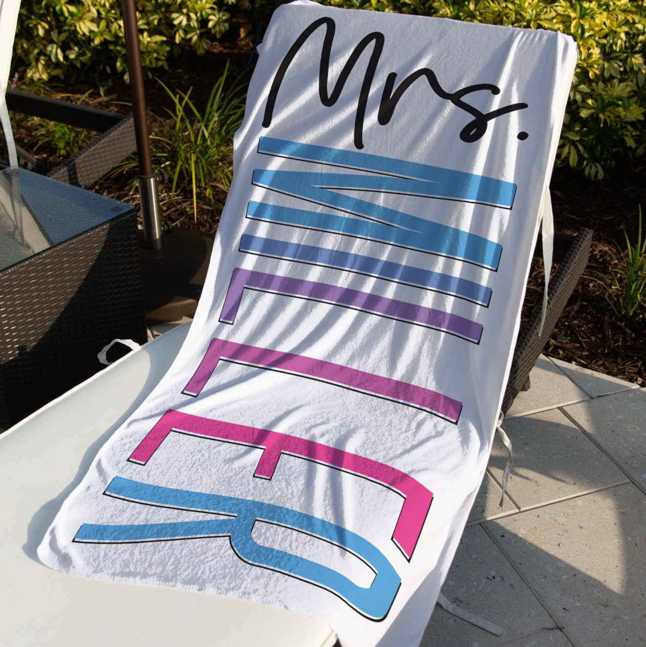 Personalized Mrs. Beach Towel / Bride Towel / Teacher Gift