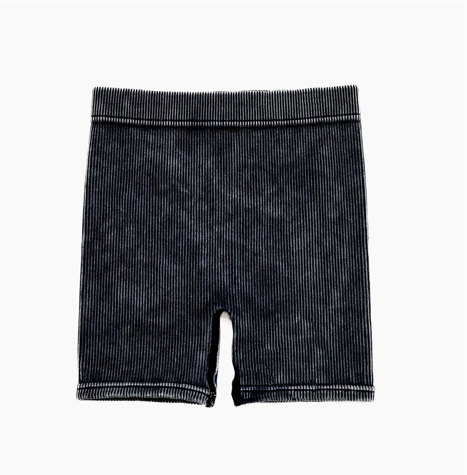Acid Wash Biker Shorts - Onyx