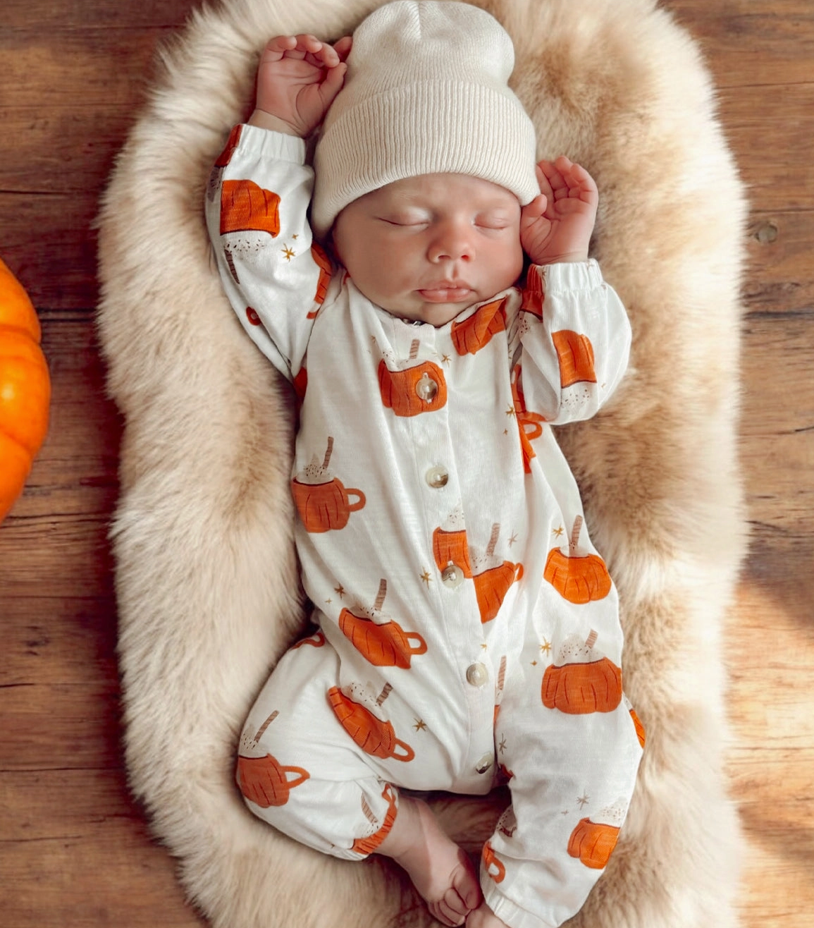 Pumpkin Mug / Organic Long Sleeve Bay Jumpsuit