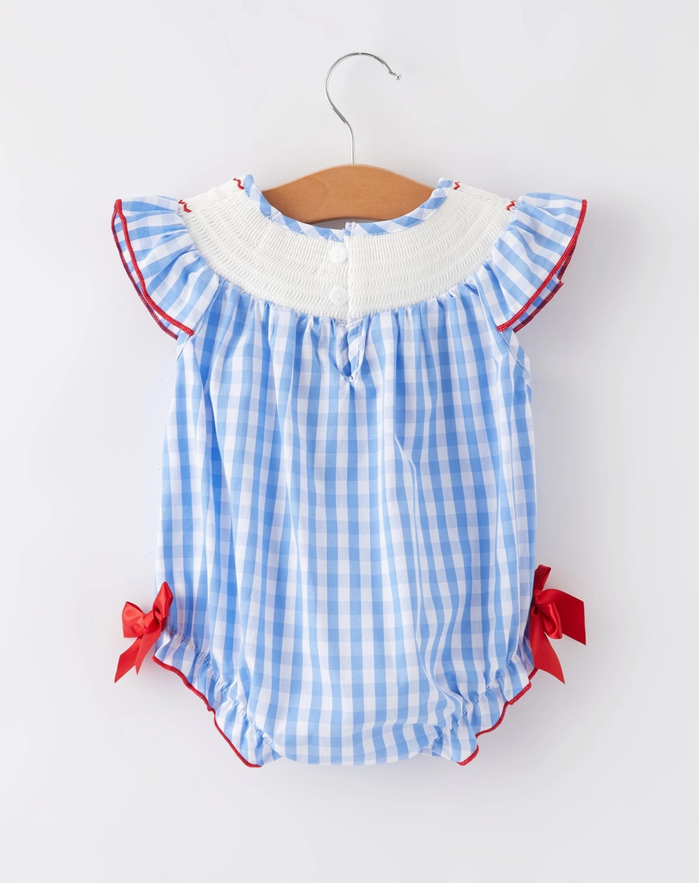 Flag Embroidery Smocking Girls Romper