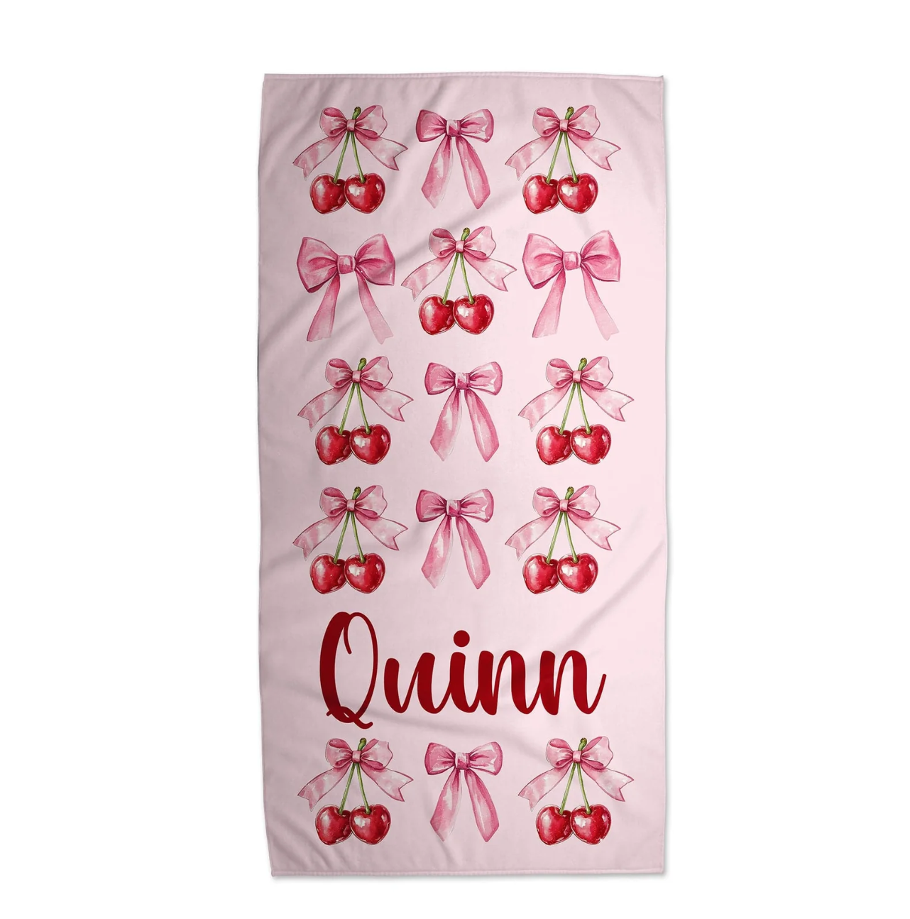 Pink Cherry Bows Towel