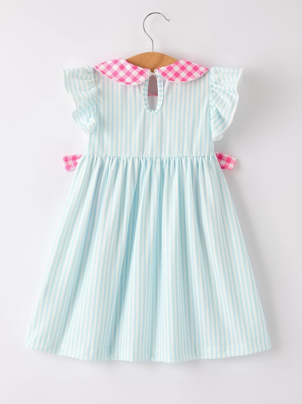 Back To School Girls Striped Lapels Bow Dress