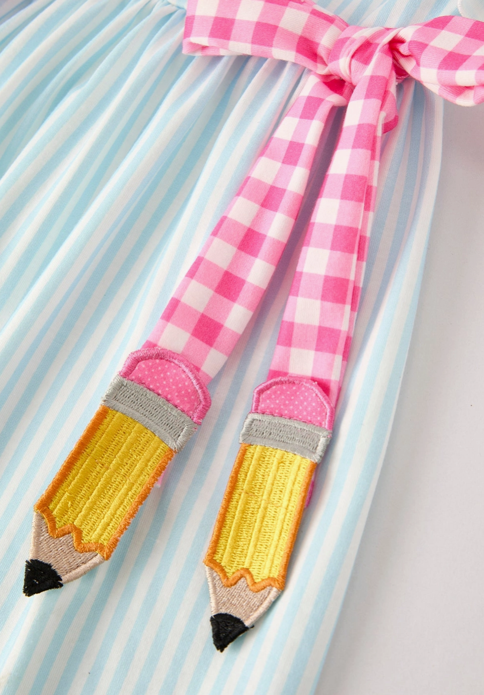 Back To School Girls Striped Lapels Bow Dress