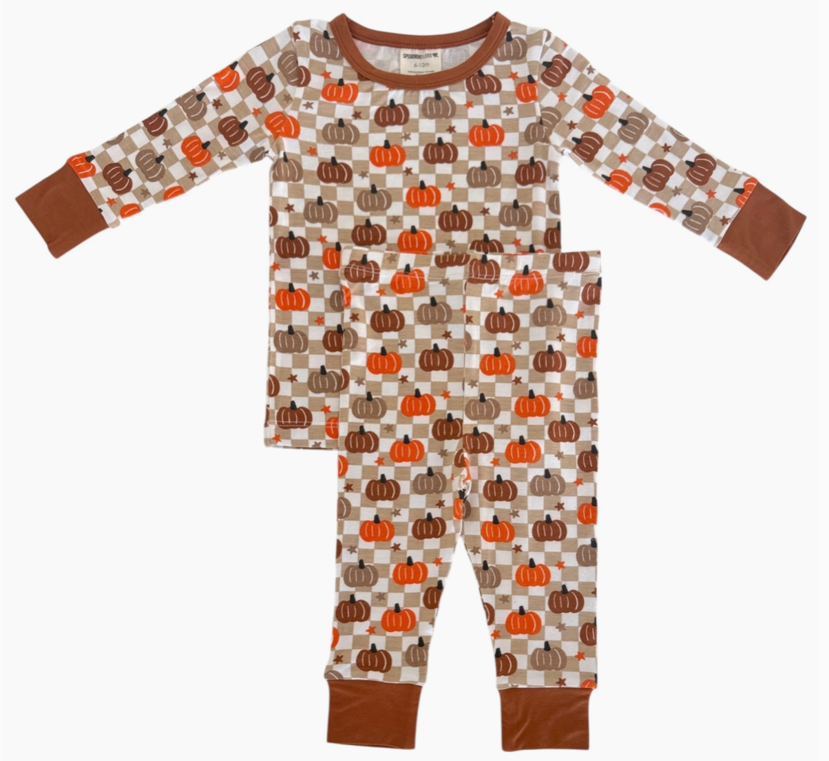 Long Sleeve 2-Piece Set, Pumpkin Checkerboard
