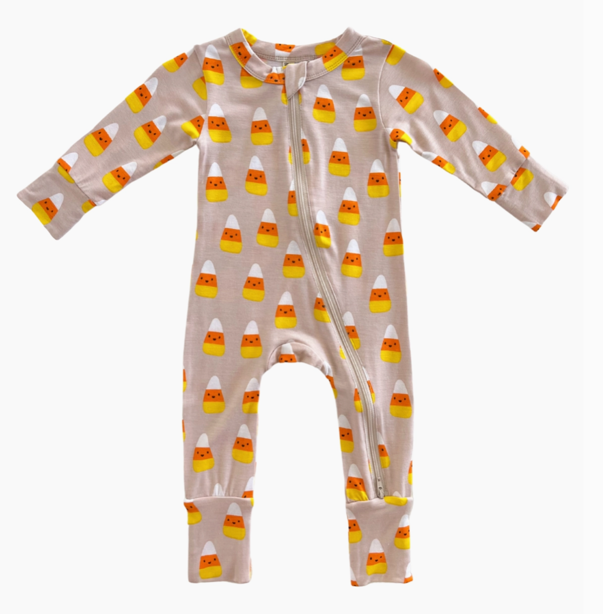 2-Way Convertible Zip Romper, Candy Corn