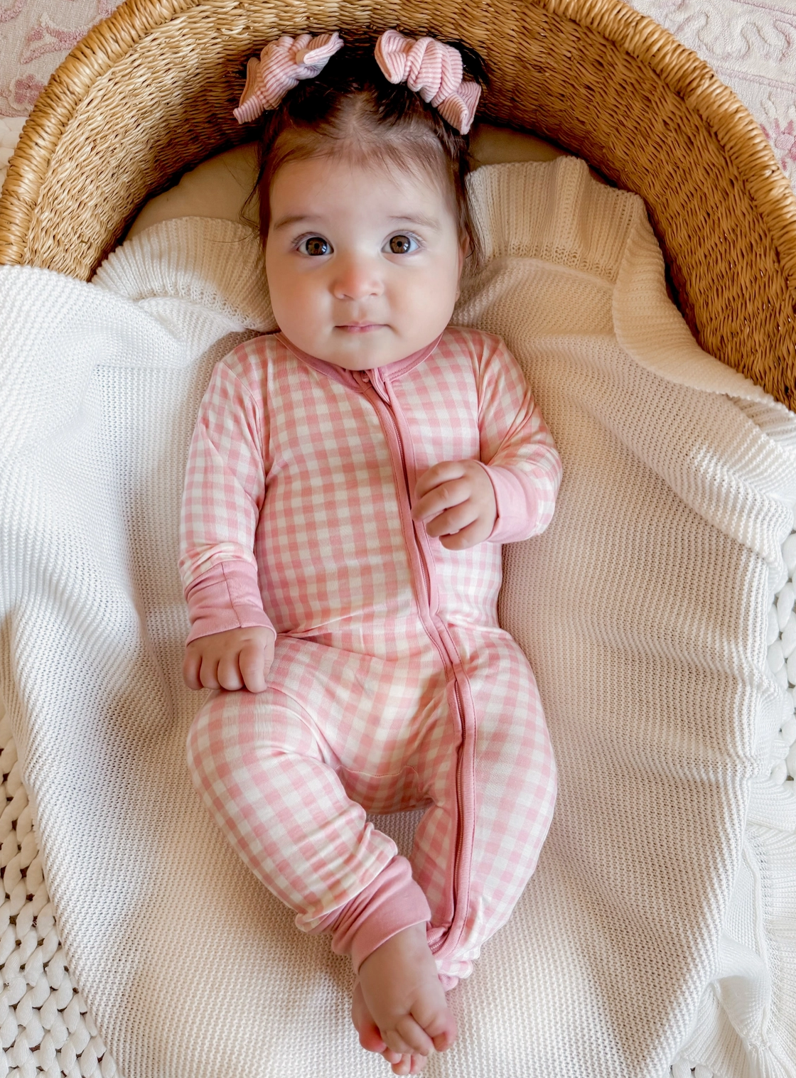 2-Way Convertible Zip Romper, Pink Gingham