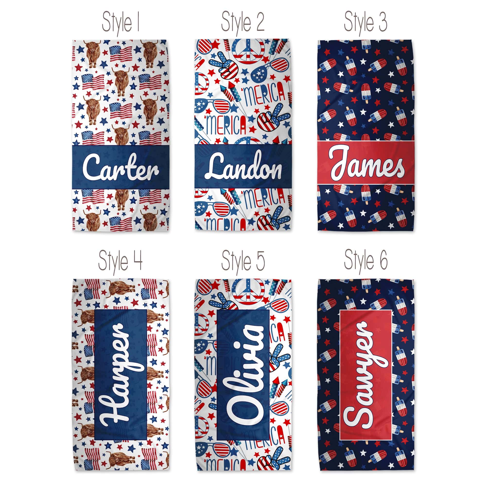 Red, White & Blue Beach Towels