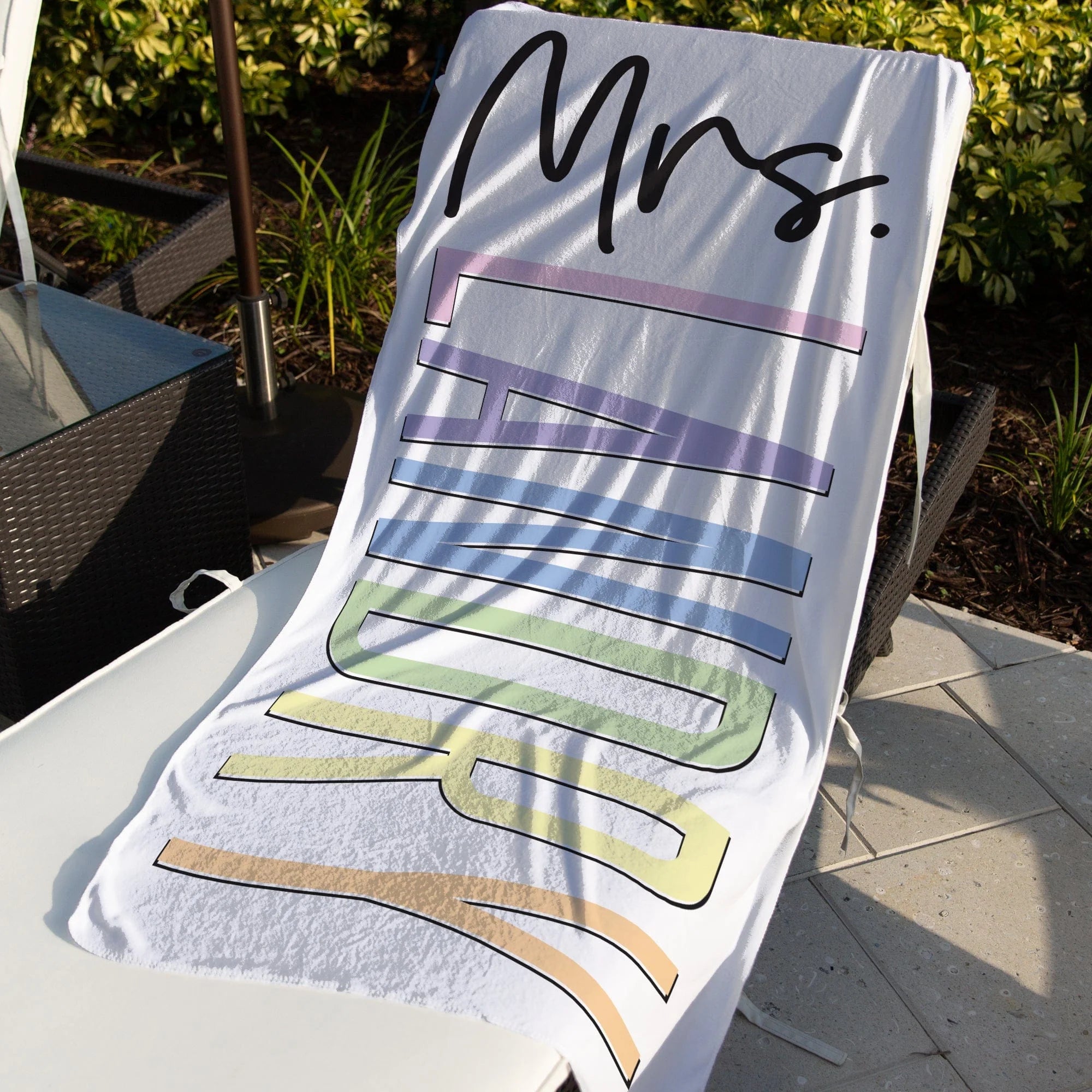 Personalized Mrs. Beach Towel / Bride Towel / Teacher Gift
