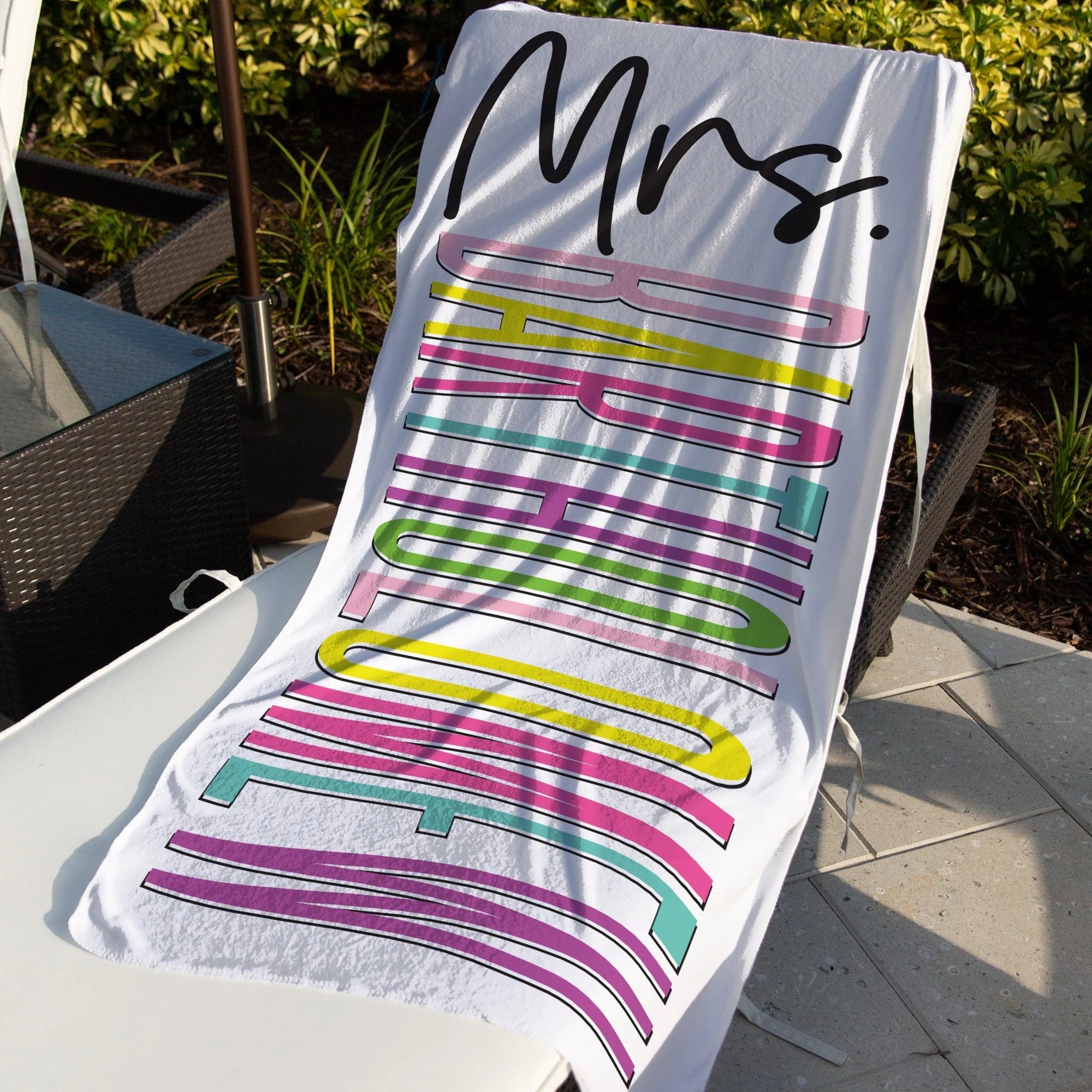 Personalized Mrs. Beach Towel / Bride Towel / Teacher Gift