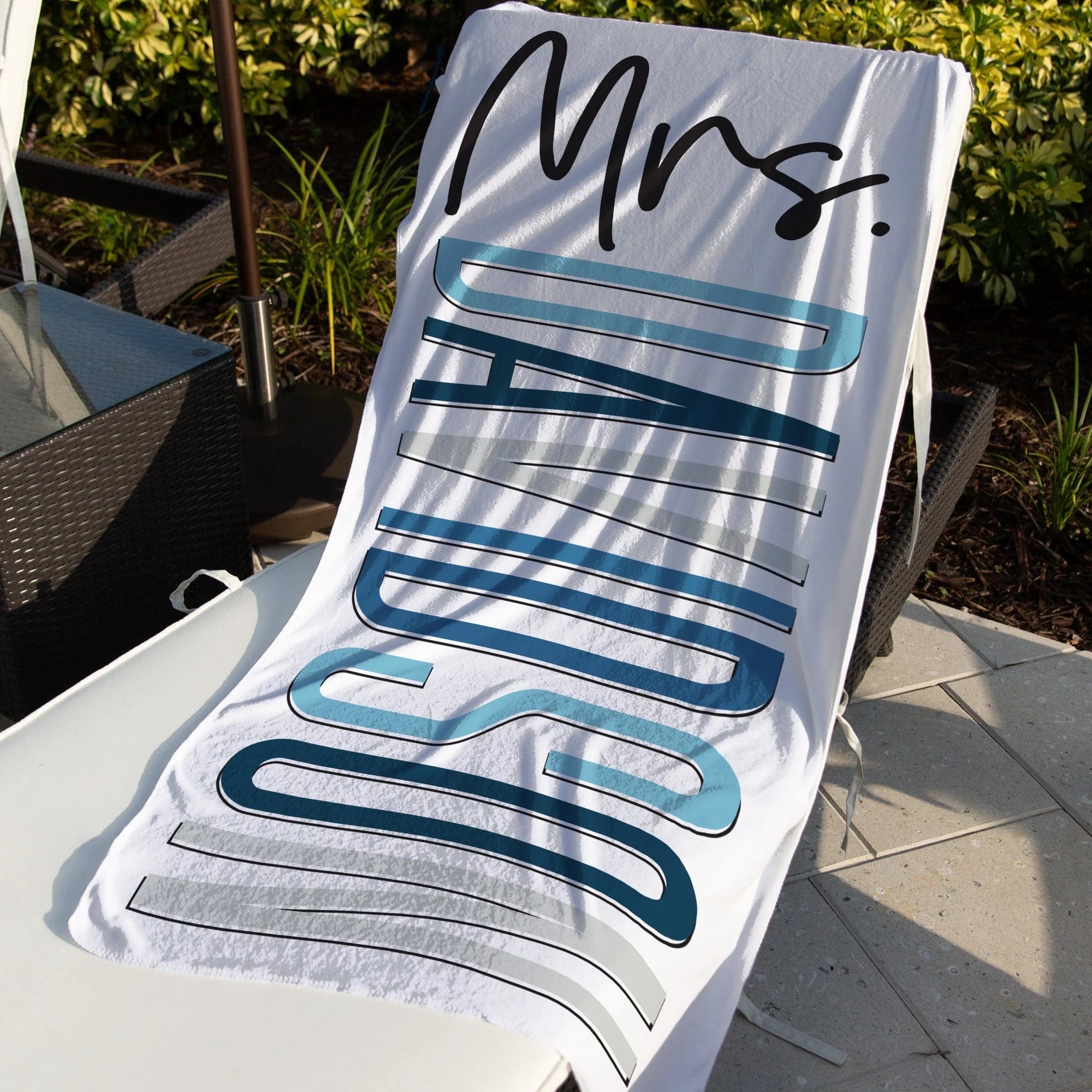 Personalized Mrs. Beach Towel / Bride Towel / Teacher Gift