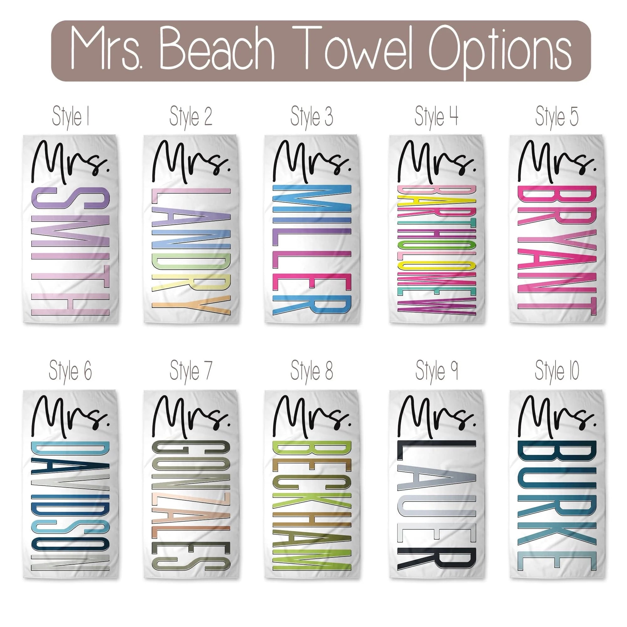 Personalized Mrs. Beach Towel / Bride Towel / Teacher Gift