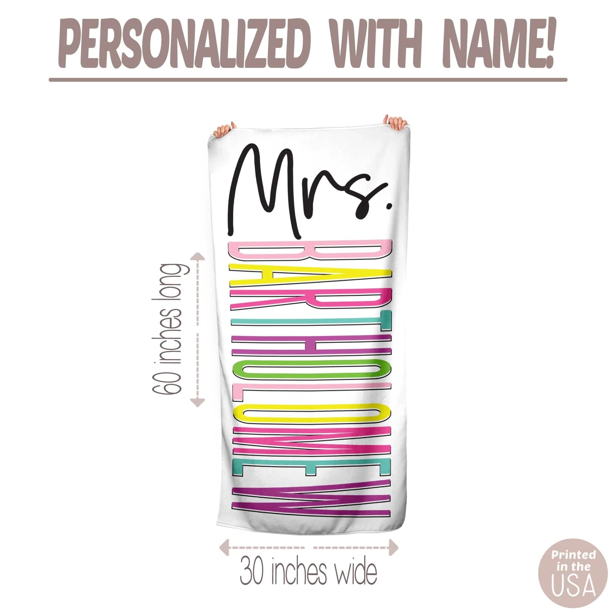 Personalized Mrs. Beach Towel / Bride Towel / Teacher Gift