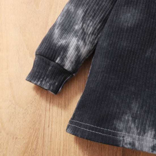 Black Henley Ribbed 2pc Set