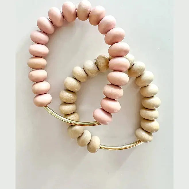 Wood & Gold Bar Bracelet, Cream- XO, Bria