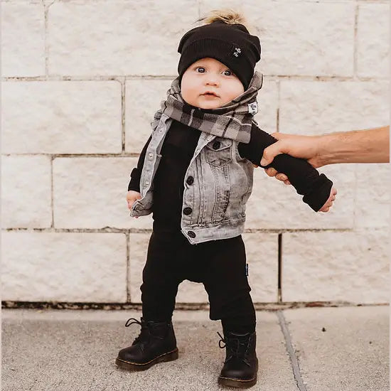 Midnight Black Bamboo Pajamas, Footed Option