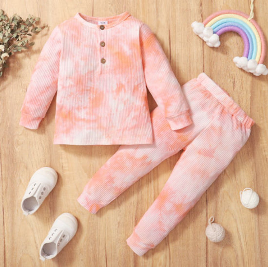 Pink Henley Ribbed 2pc Set