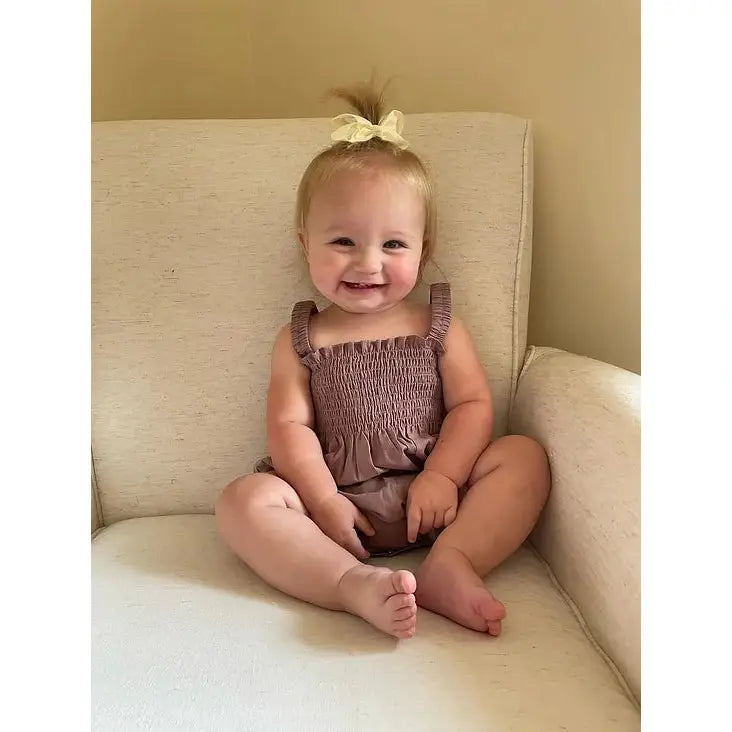 Pink Ruched Romper & Headband