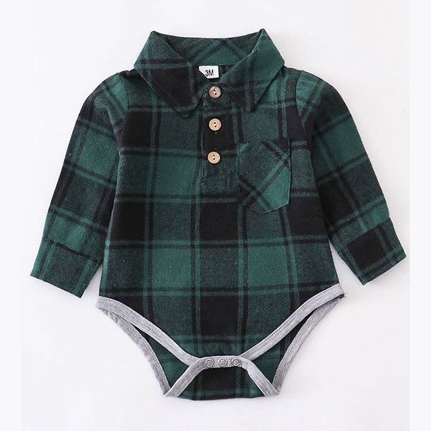Green Flannel Onesie