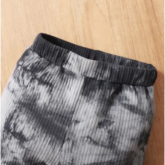 Black Henley Ribbed 2pc Set