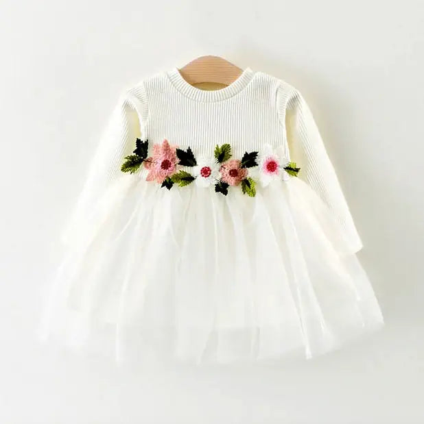White Anastasia Floral Tutu Dress