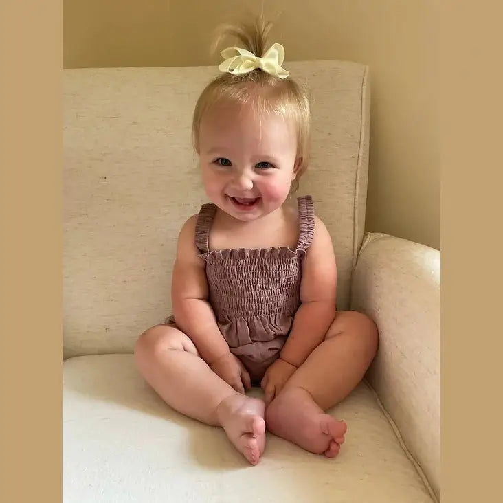 Pink Ruched Romper & Headband